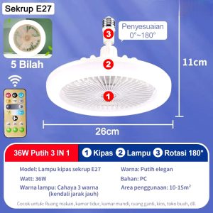 Lampu Kipas Angin 2in1 Lampu Plafon 30W Multifungsi Lampu Kipas LED